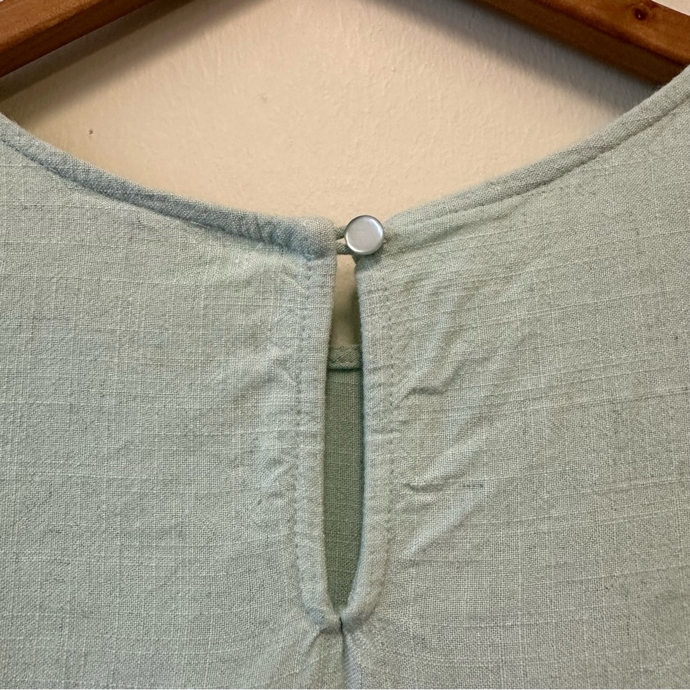 Monteau Linen Blend Mint Green Tank Top with Scalloped Hem - Picture 7 of 7